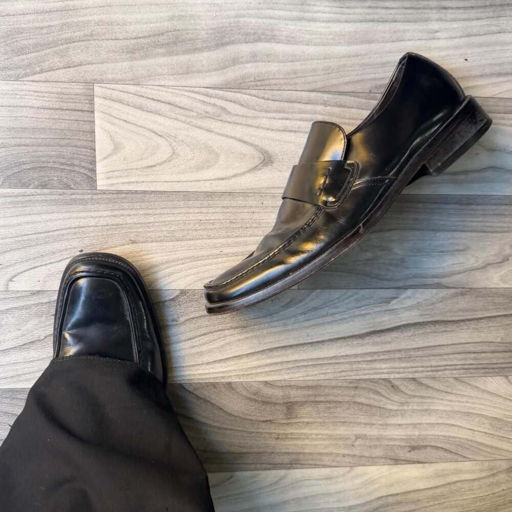 Kenneth Cole Reaction Black Leather Square Toe Loafers